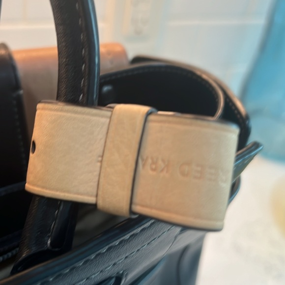 Reed Krakoff handbag, leather, black, brown and tan leather, 13”w, 10”h, 4”d - Picture 9 of 16